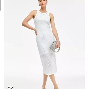 INC International Concepts White Crochet Midi Dress